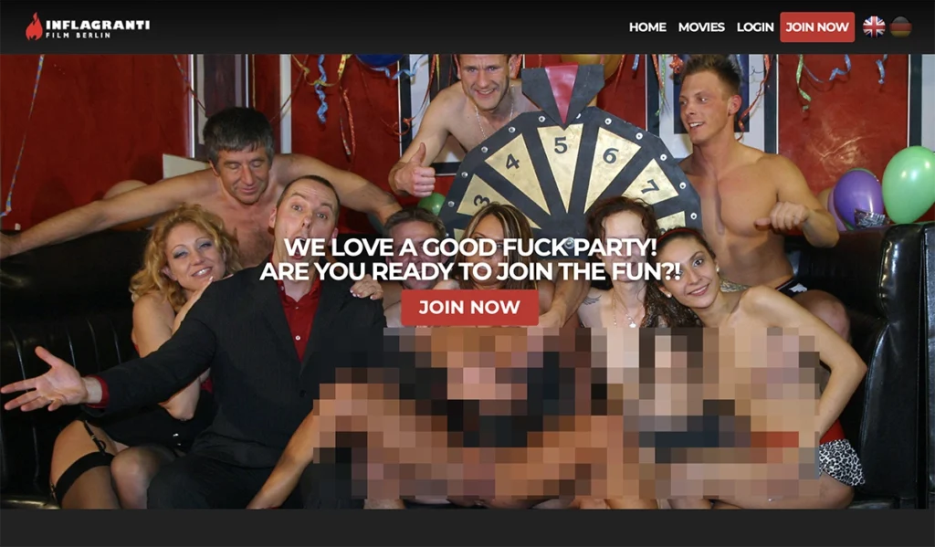 The Inflagranti homepage in 2025