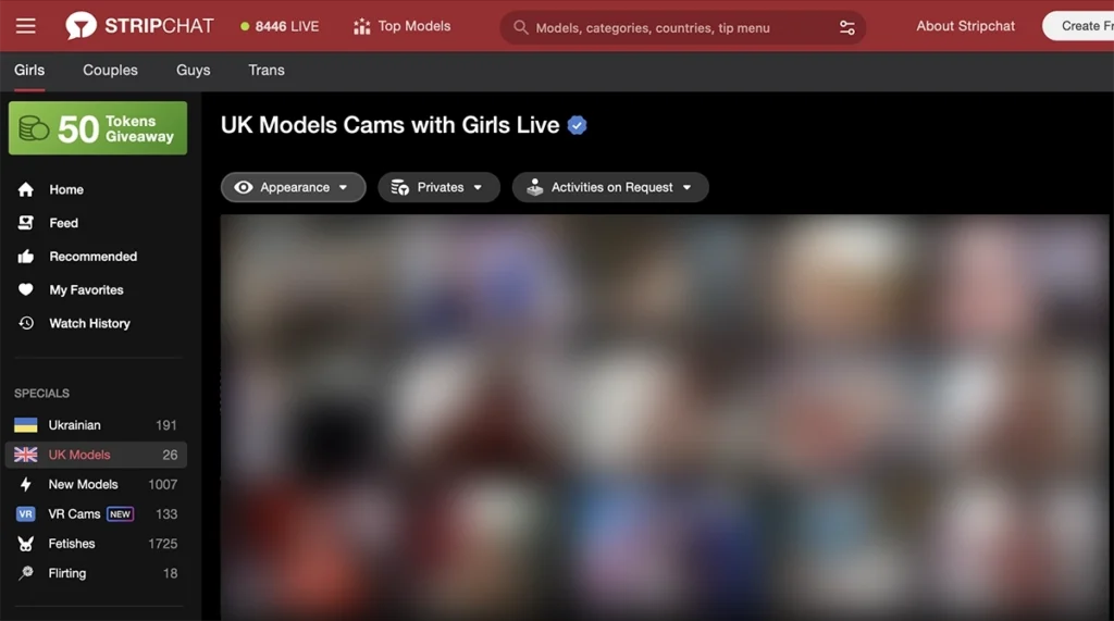 UK models on Stripchat