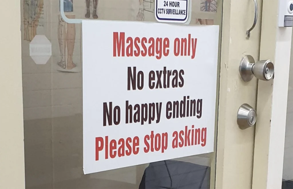 No happy endings, funny sign