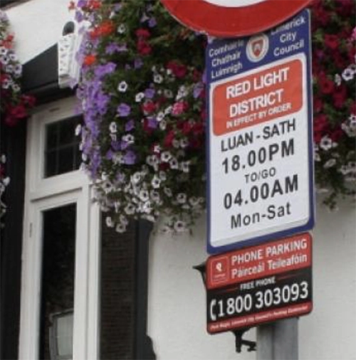 Red light district sign